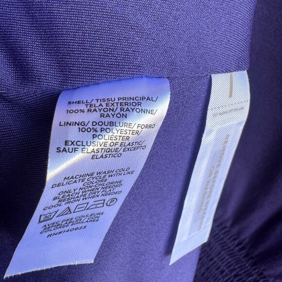 Loft Short Sleeve V-Neck Tiered Purple Dress Women's Size L - Picture 4 of 9